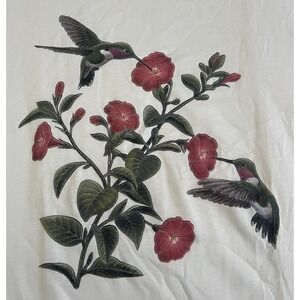 Vintage 1990's Airwaves Hummingbirds‎ Floral Tshirt XL Grandmacore Cottage Core
